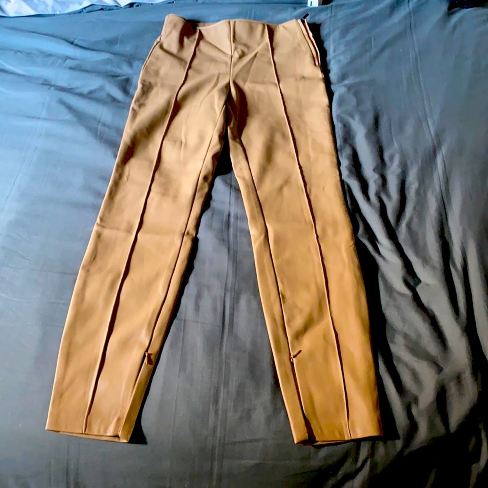 Tan faux leather pants ZARA